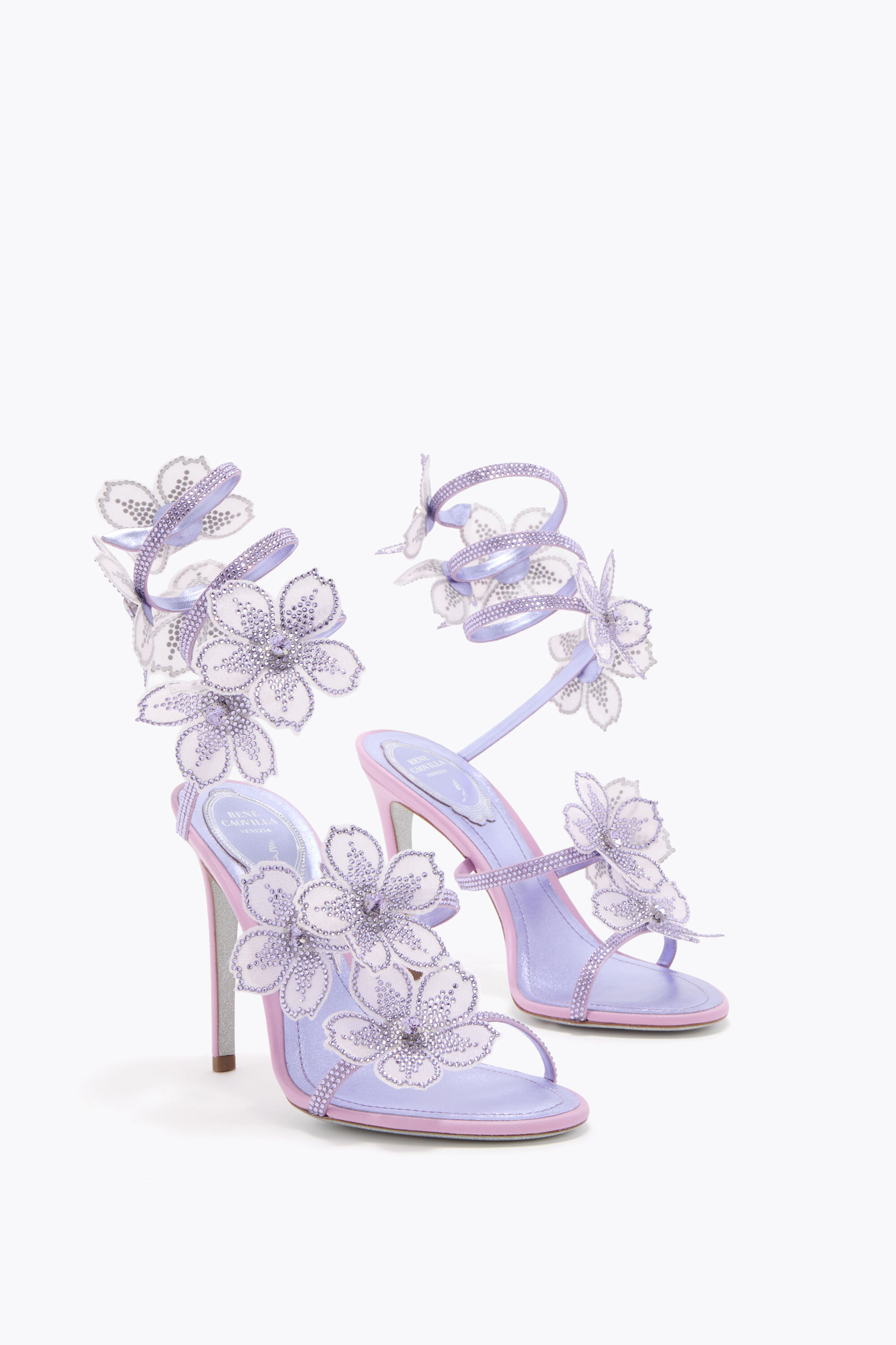 Jeweled PEACH FLOWER WISTERIA SANDAL 105 | Rene Caovilla®