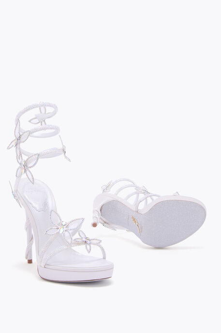 MARGOT WHITE PLATFORM SANDAL WITH BUTTERFLIES 120