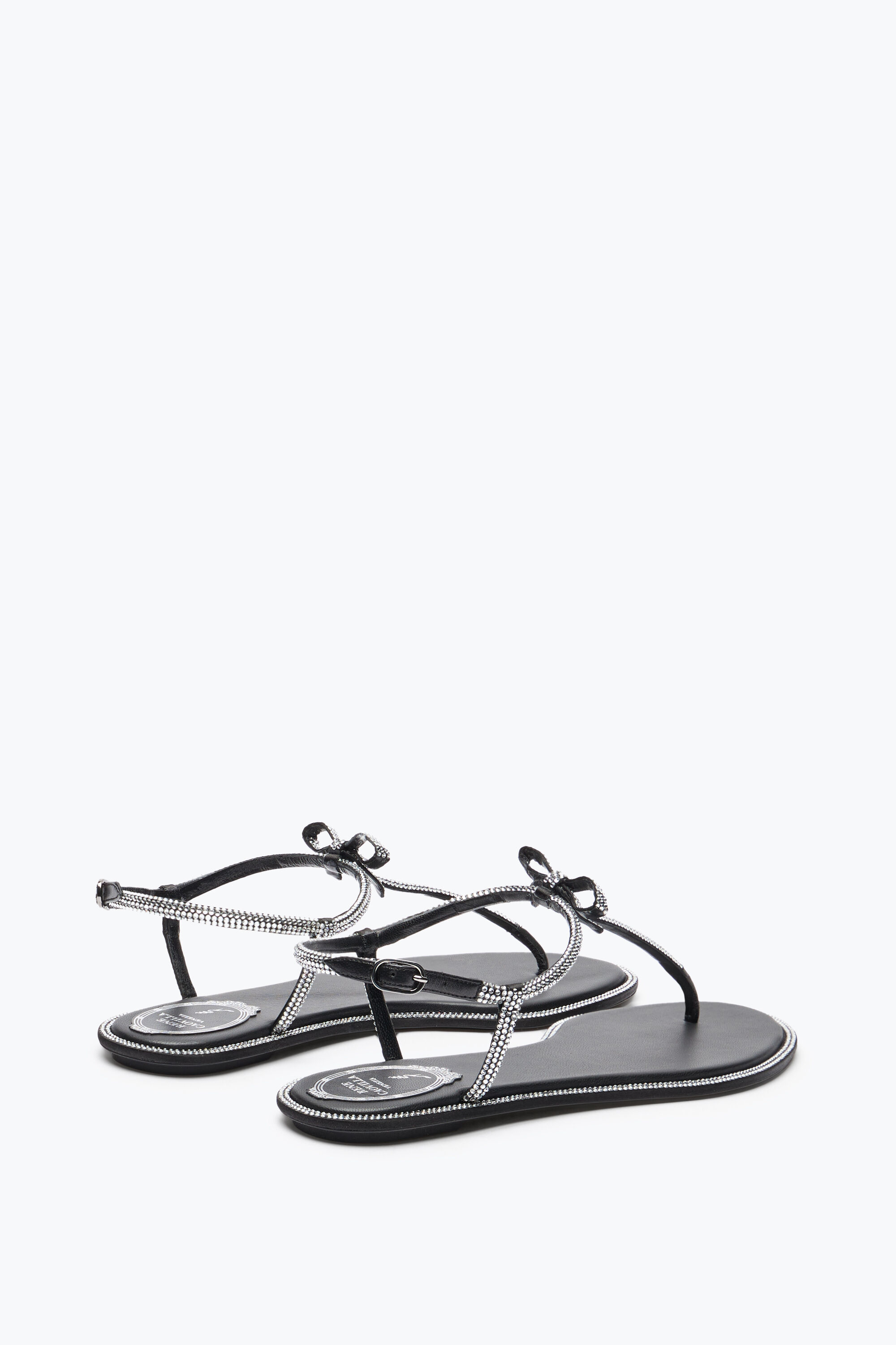 Diana satin and leather thong sandals in brown - Rene
