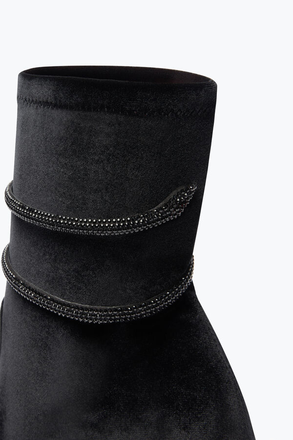 Cleo Black Velvet Ankle Boot With Crystals 105