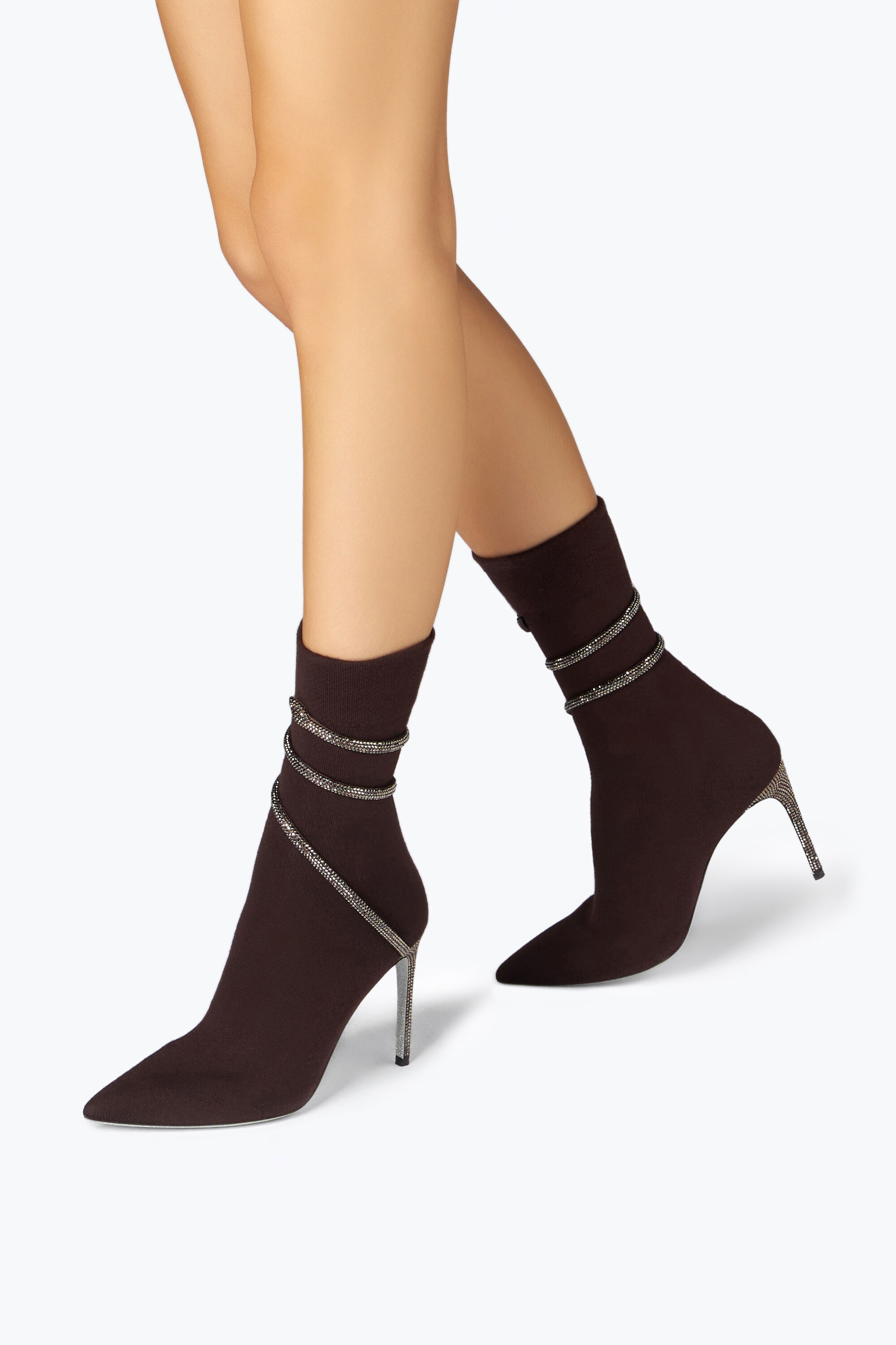 Jeweled Cleo Crystal Brown Bootie 100 Rene Caovilla