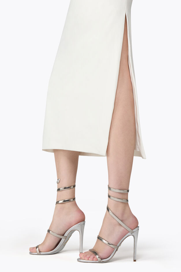 SILVER LAMB/SILVER METAL SNAKE SANDAL