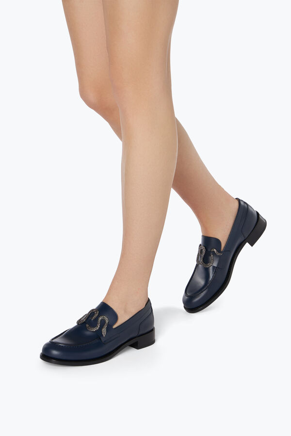 Morgana 蓝色松糕鞋配黑色磨砂水晶20