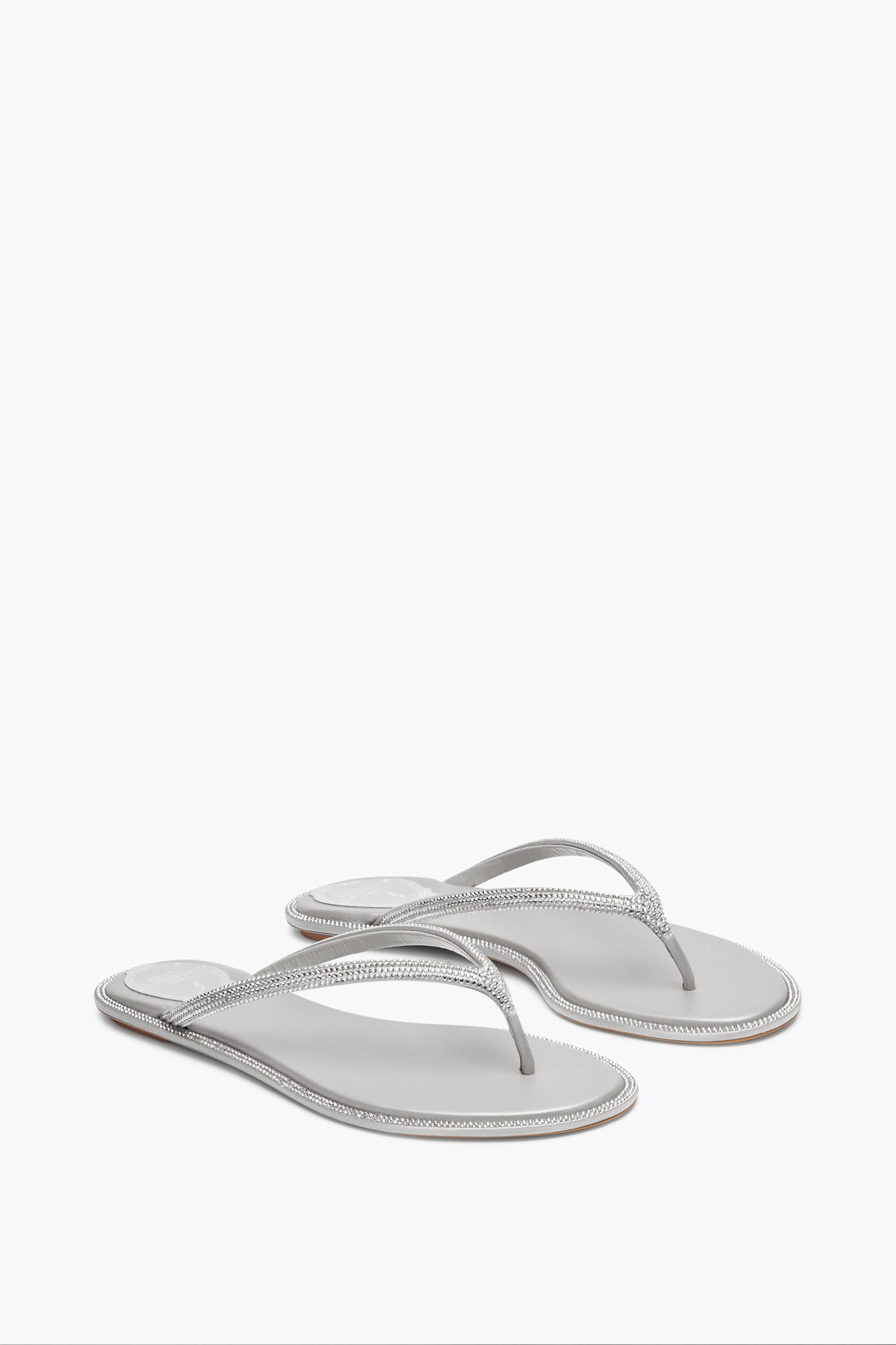 Sandalo Infradito Diana Argento Con Cristalli 10 Flat gioiello Rene Caovilla