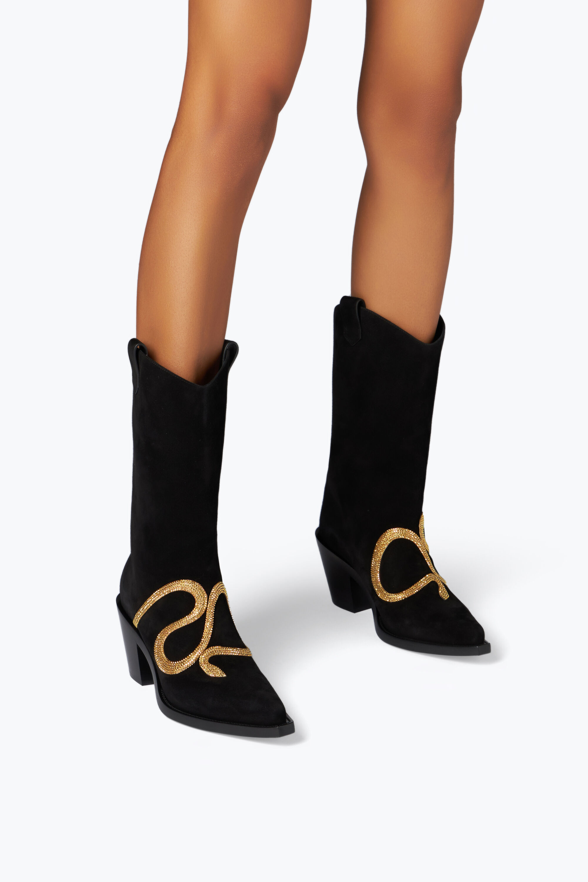 Womens black and gold on sale boots