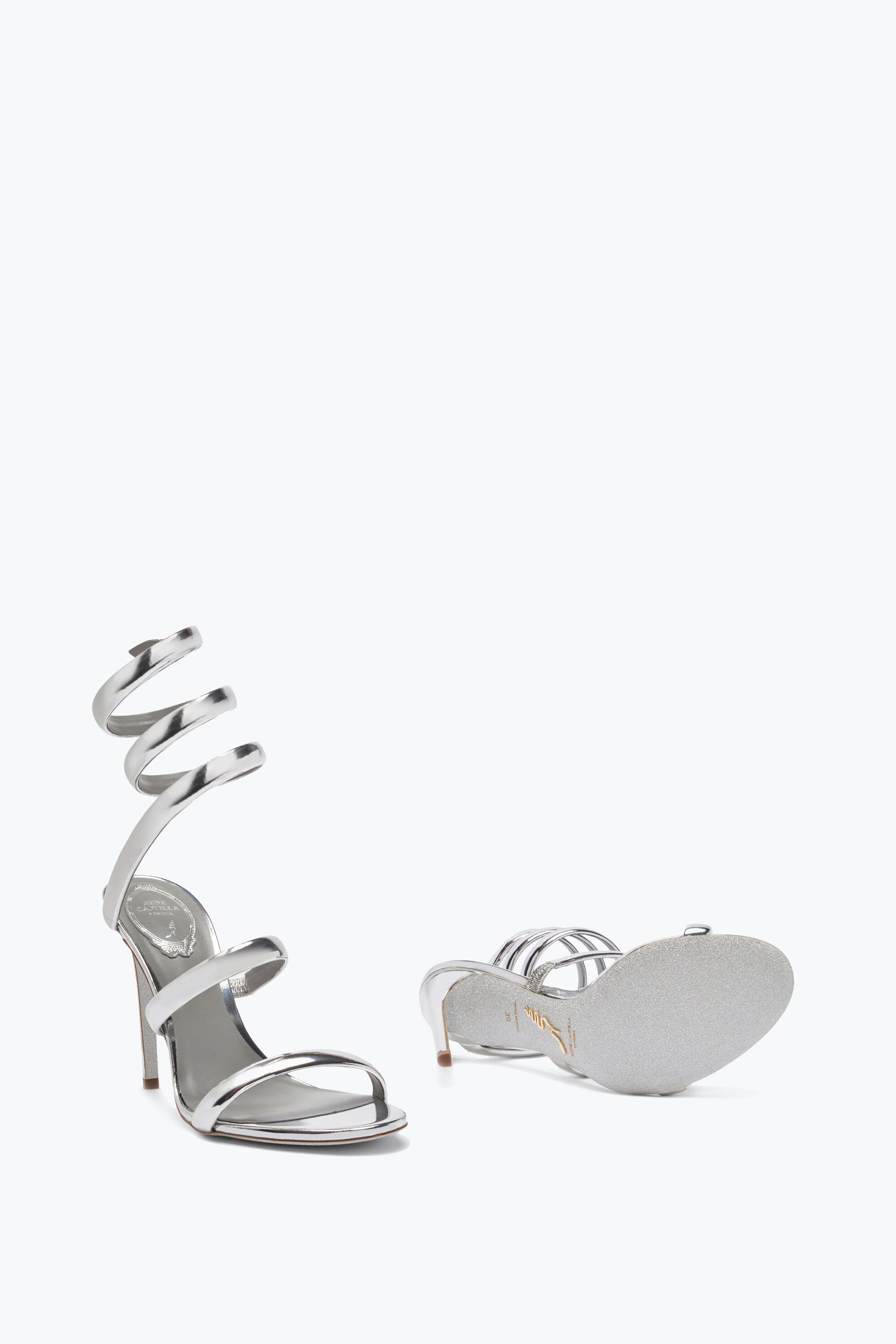 Jeweled Cleo Silver Sandal 105 Rene Caovilla