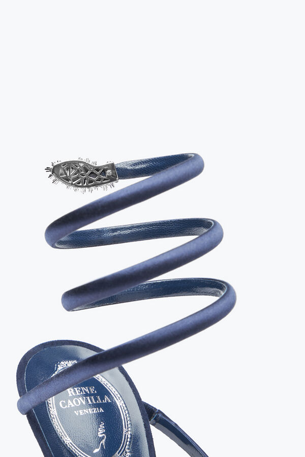Serpente Sandale 105 mit Kristallen in Mitternachtsblau