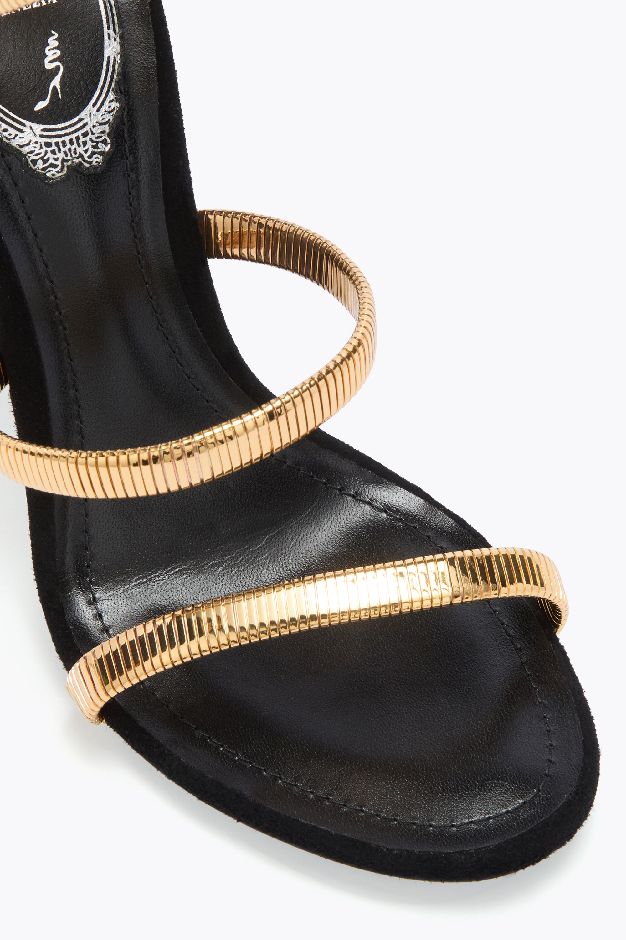 Jeweled JUNIPER BLACK AND GOLD SANDAL 105 | Rene Caovilla®