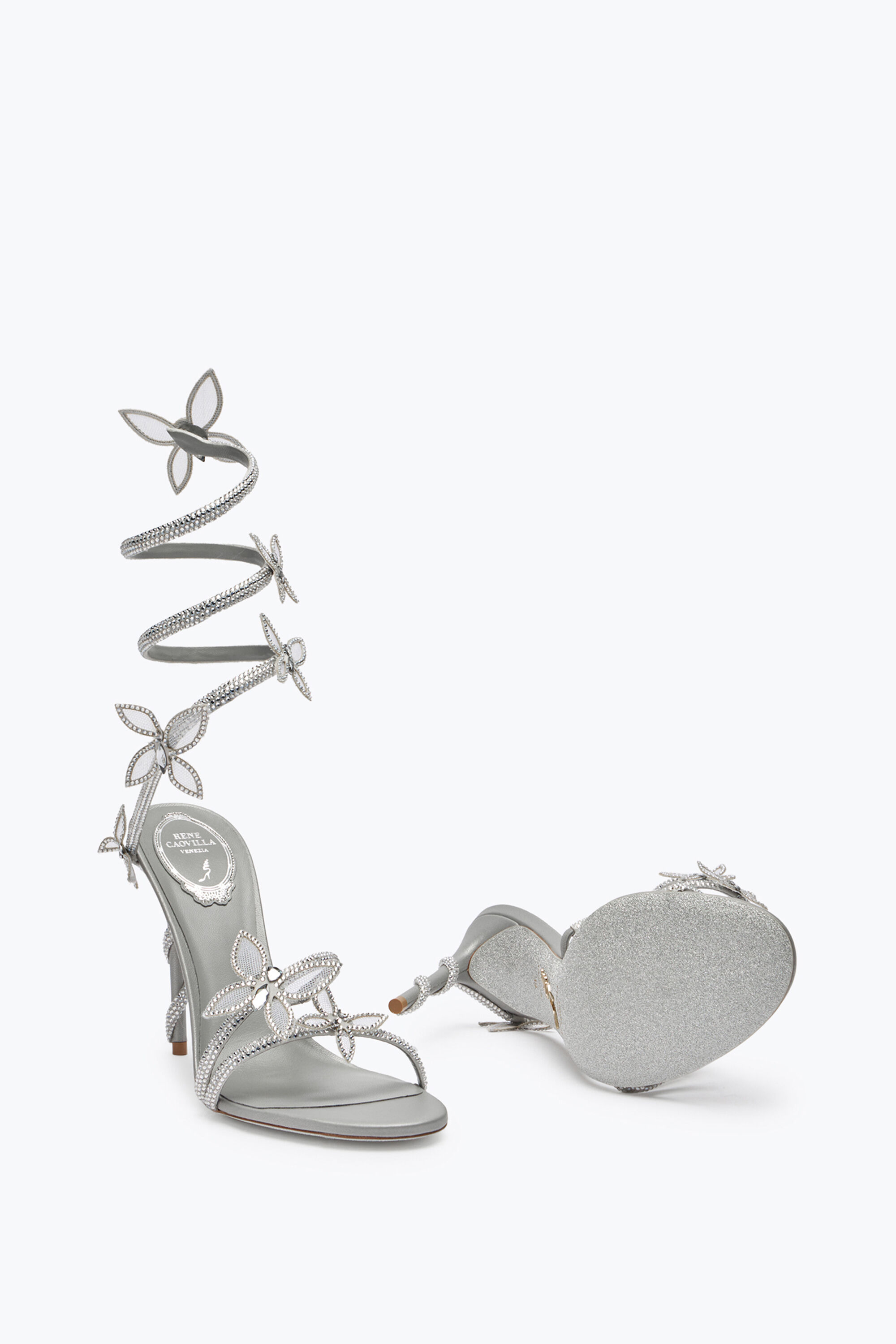 Sandales Sandale Margot Argent e Avec Papillons Et Cristaux 105 en
