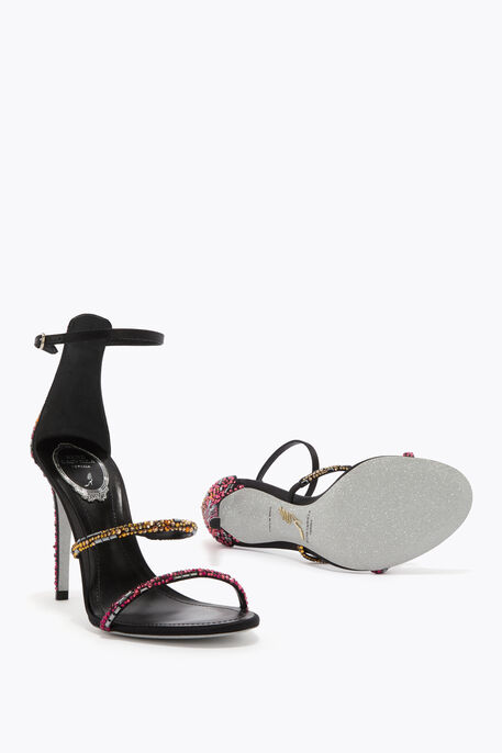 LADY BLACK SANDAL WITH SWAROVSKI CRYSTALS 105