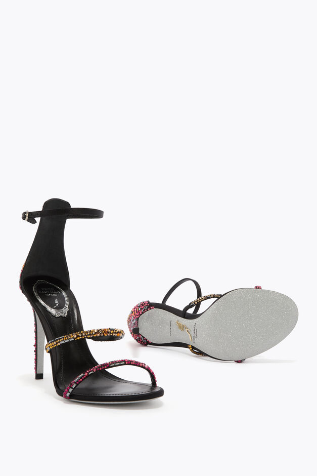 LADY BLACK SANDAL WITH SWAROVSKI CRYSTALS 105