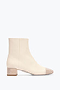 Bonnie Ankle Boot In Ivory Leather With Gold Crystals 40