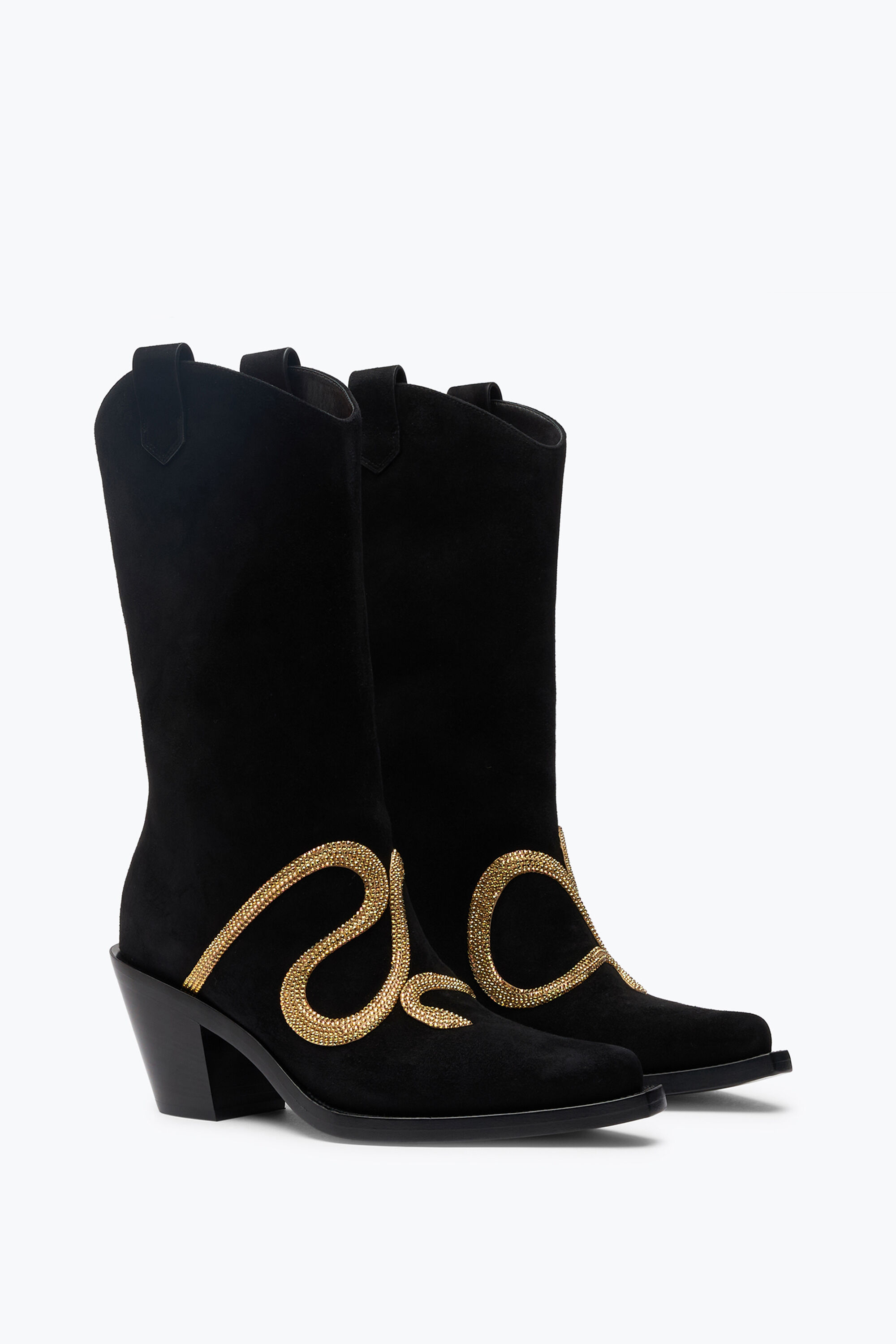 Womens black and deals gold boots