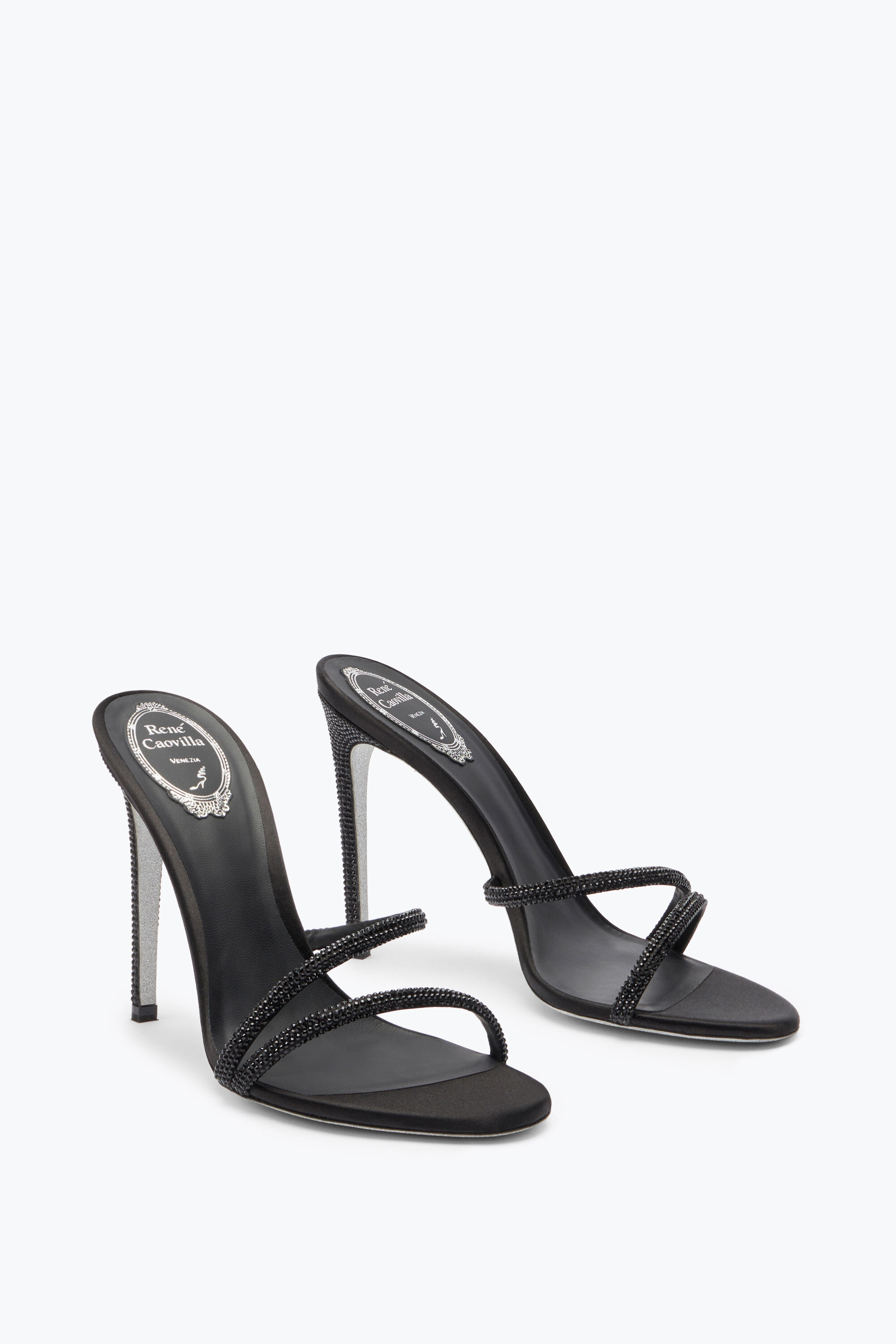 Crystal discount black heels