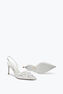 Cinderella Slingback in Weiß mit Kristallen 80