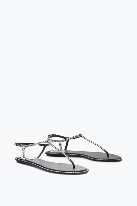 DIANA BLACK SANDAL WITH CRYSTAL BAGUETTE