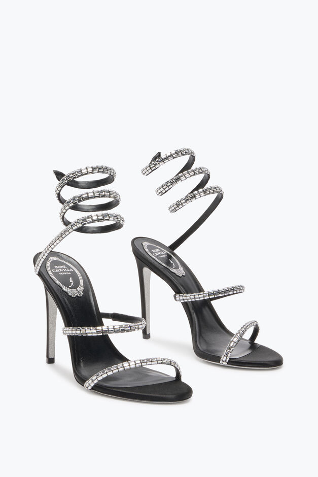 CLEO BLACK SANDAL WITH CRYSTAL BAGUETTE 105
