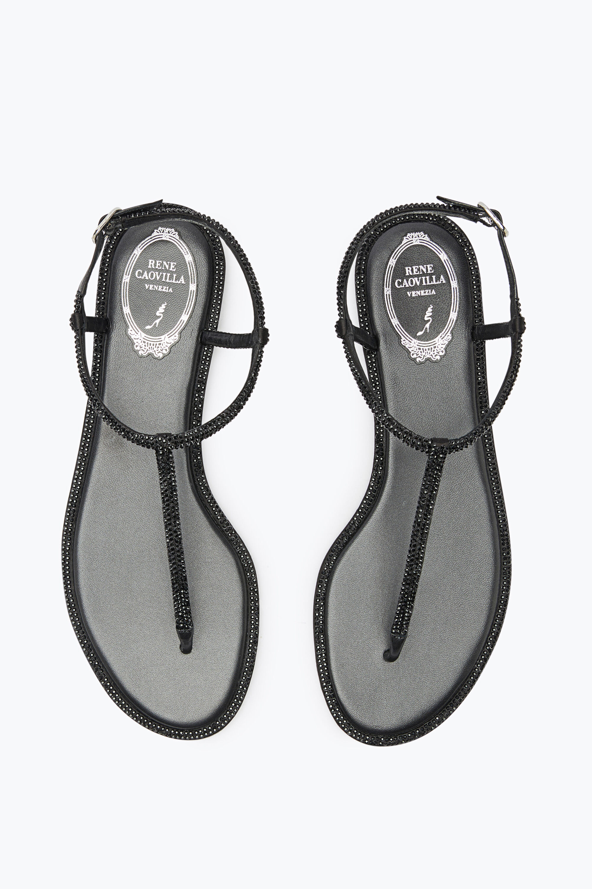 Black jeweled flat sandals top