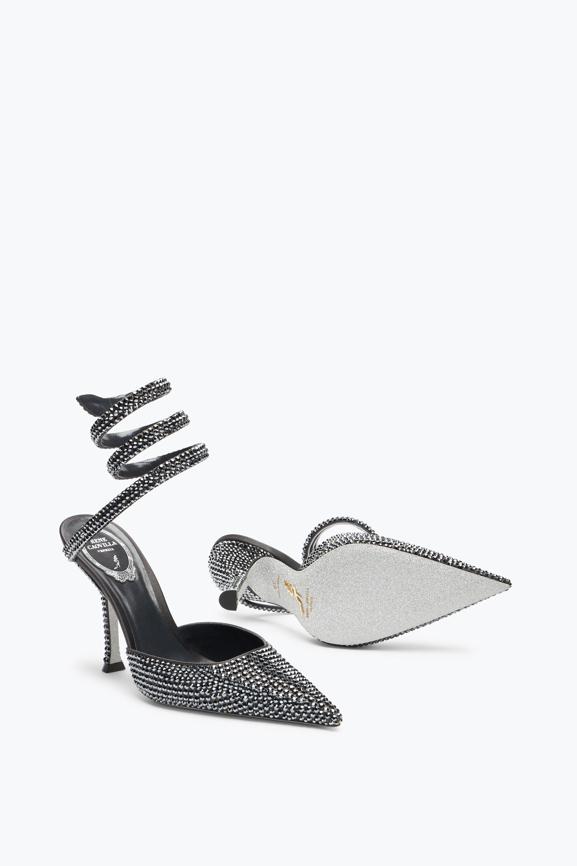Jeweled Cleo Anthracite Pump With Crystals 105 | Rene Caovilla®