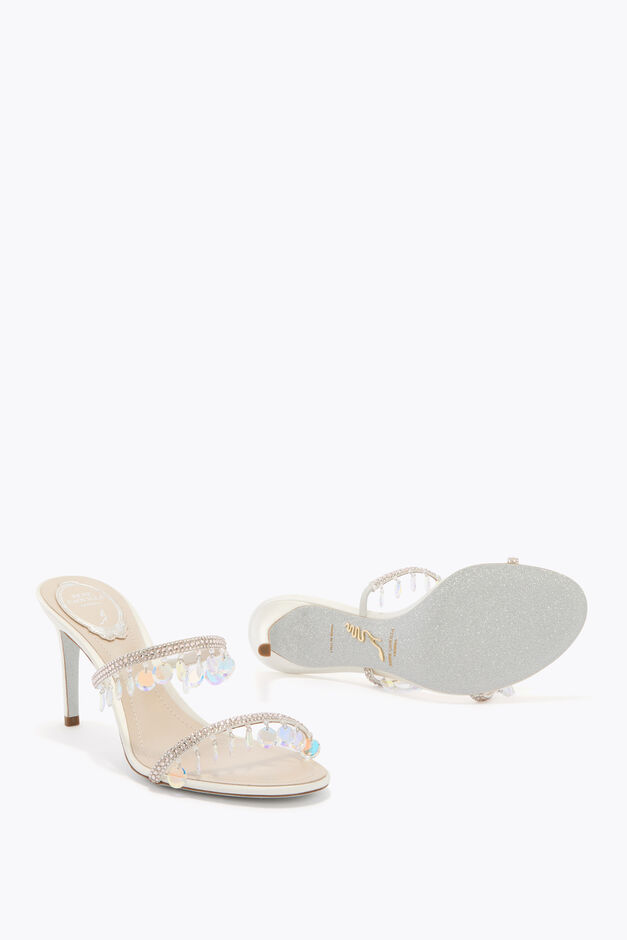 CHANDELIER NUDE MULE WITH OVERSIZED CRYSTAL DROPS 80 