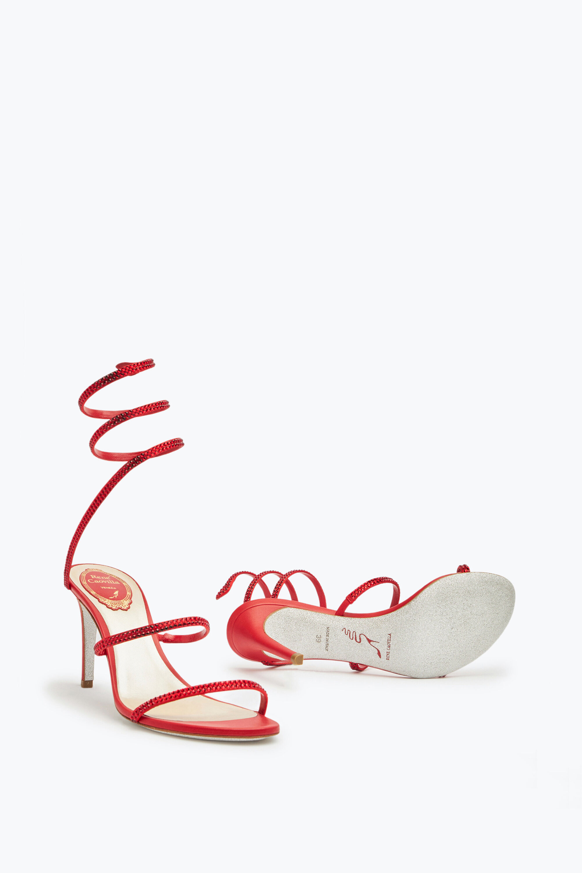 Jeweled Cleo Red Sandal 80 | Rene Caovilla®
