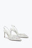 Zapato destalonado Cinderella blanco con cristales 80