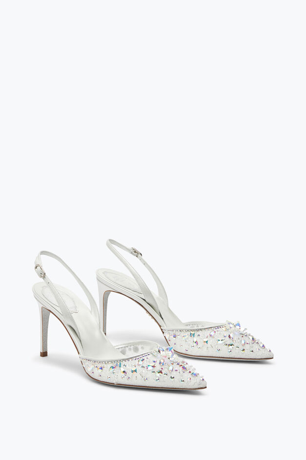 Cinderella White Slingback With Crystal 80 Cinderella White Slingback With Crystal 80