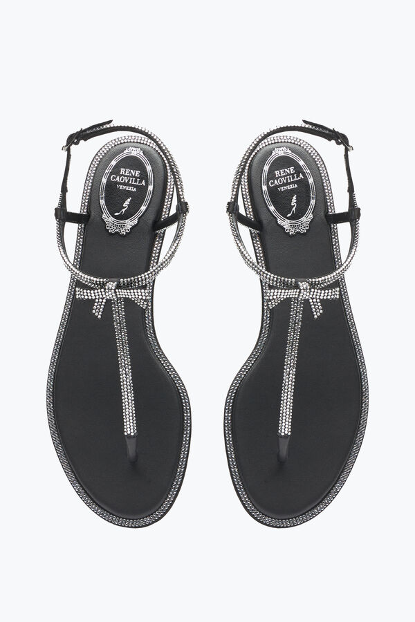 Caterina Black Thong Sandal 10