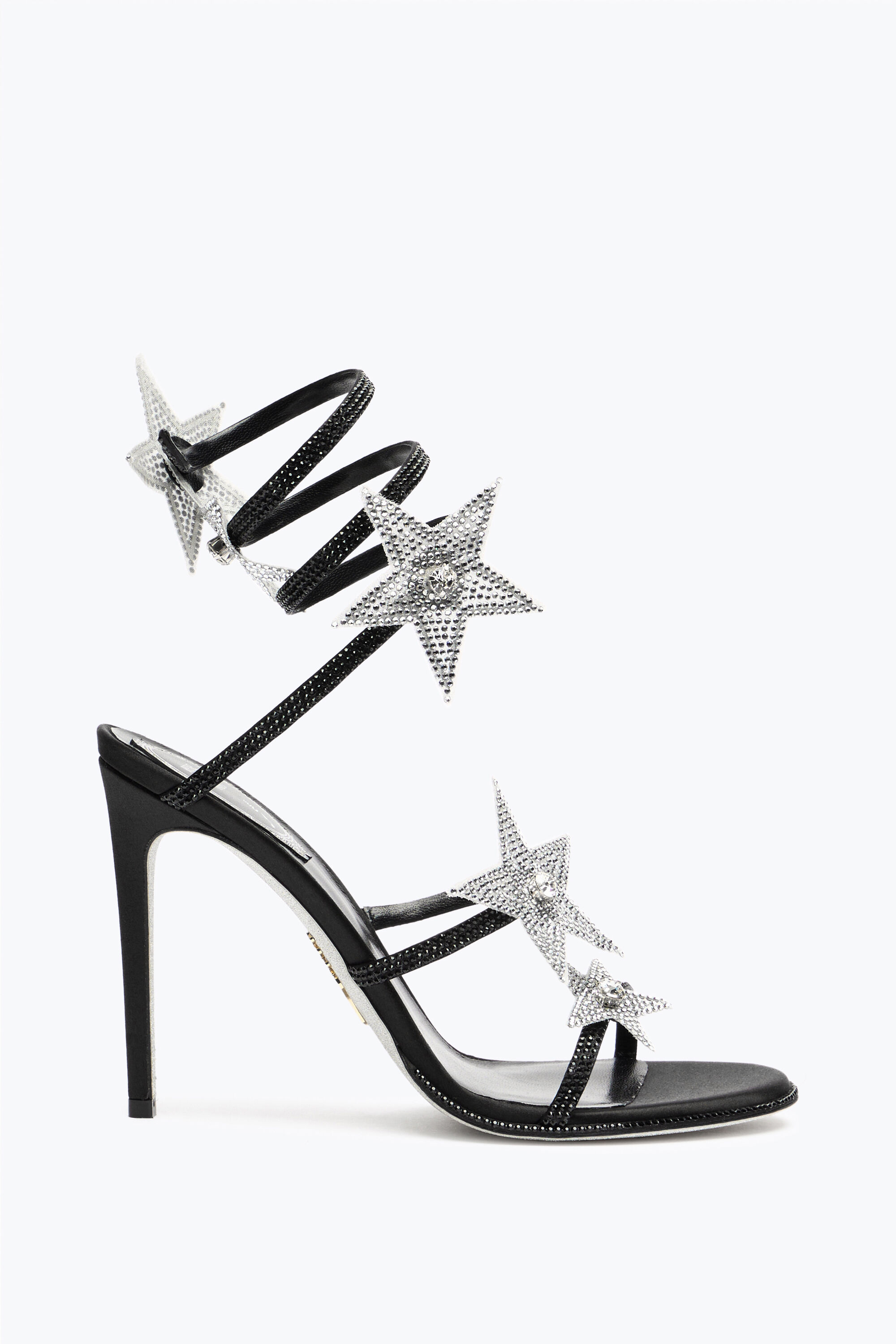 Jeweled CLEO STAR BLACK & SILVER SANDAL 105 | Rene Caovilla®