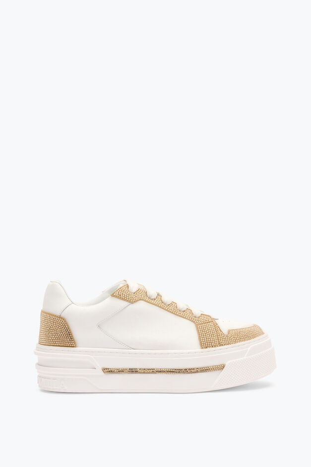 XTRA WHITE-GOLD SNEAKER WITH CRYSTALS 50 XTRA WHITE-GOLD SNEAKER WITH CRYSTALS 50