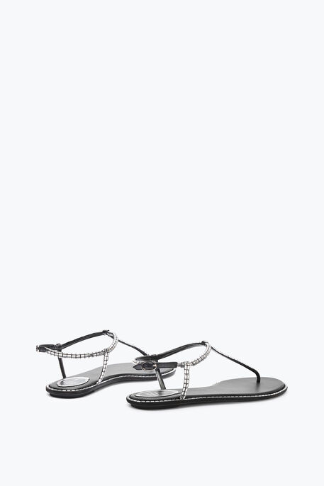 DIANA BLACK SANDAL WITH CRYSTAL BAGUETTE