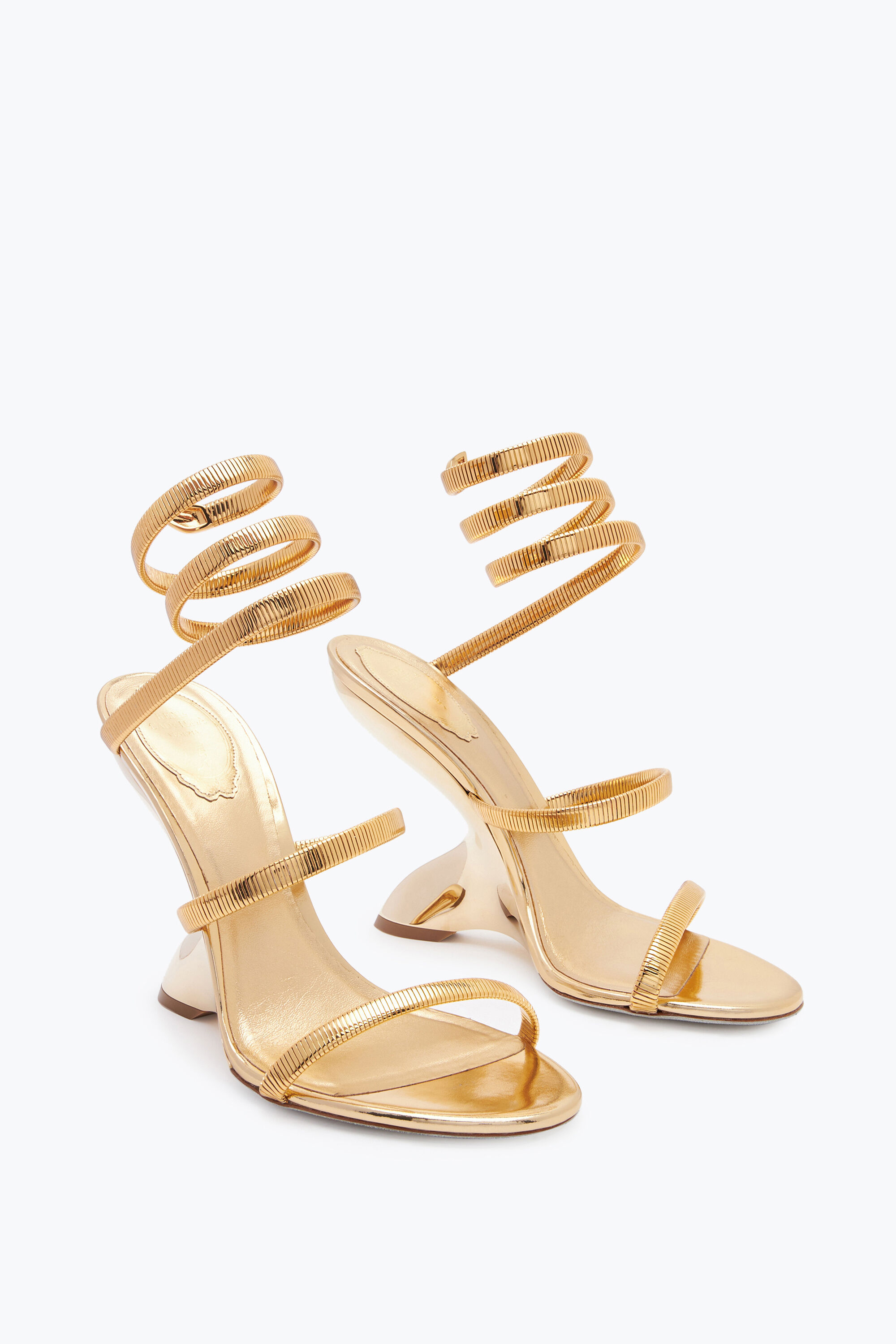 Jeweled Symphony Mirrored Gold Sandal 105 Rene Caovilla