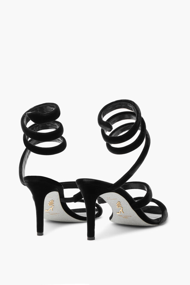 Cleo Black Velvet Sandal 80