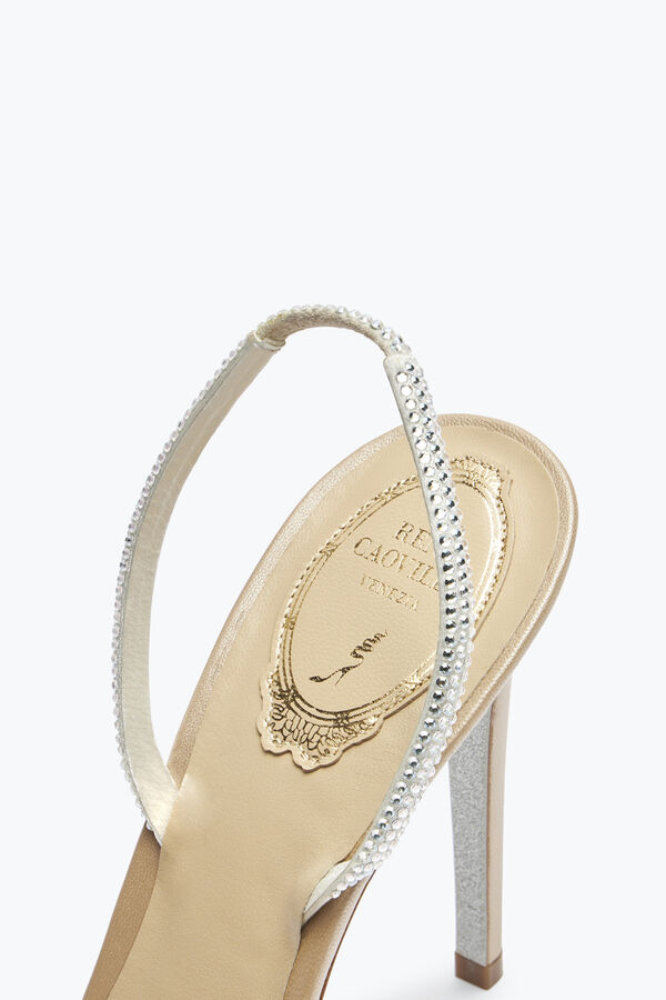 Sandalia Irina beige-plata con cristales 105