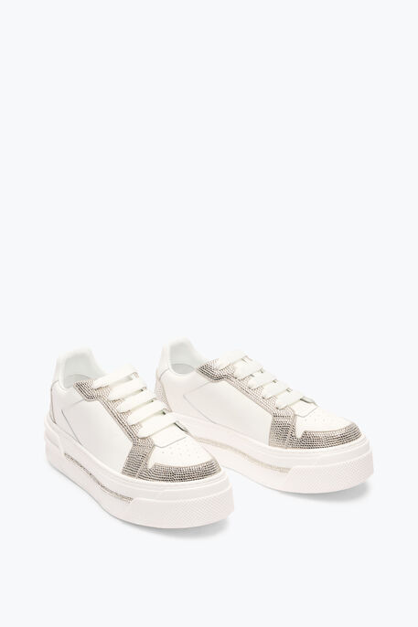 XTRA WHITE-SILVER SNEAKER WITH CRYSTALS 50