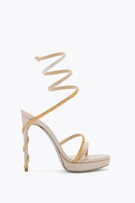 Margot Plateau Sandal With Gold And Silver Crystals 120