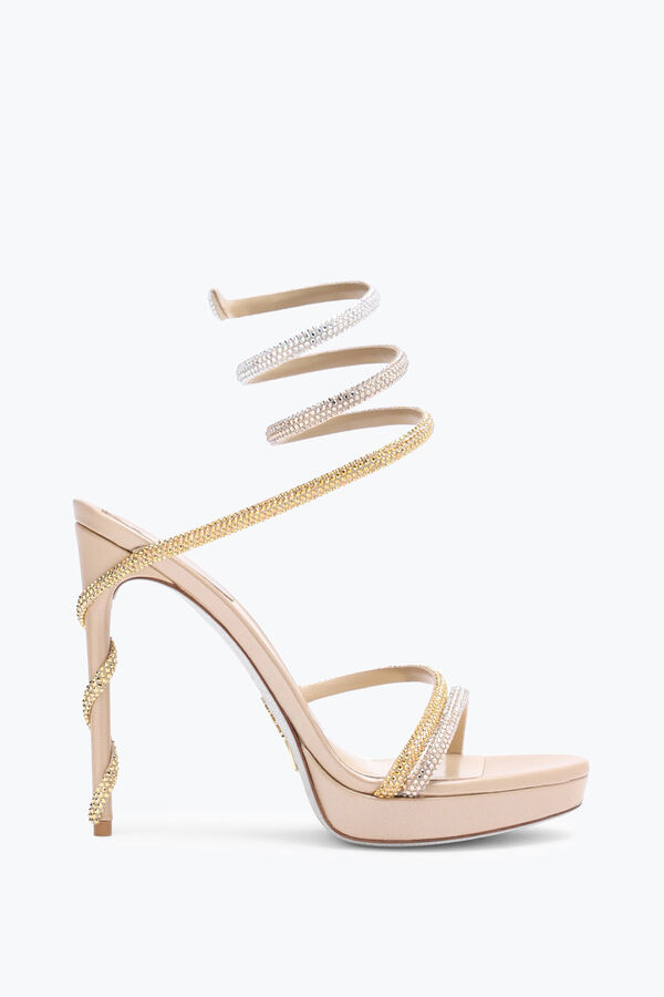 Sandalo Con Plateau Margot Con Cristalli Oro E Argento 120