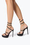 CHANDELIER BLACK PLATFORM SANDAL WITH PEARLS 130