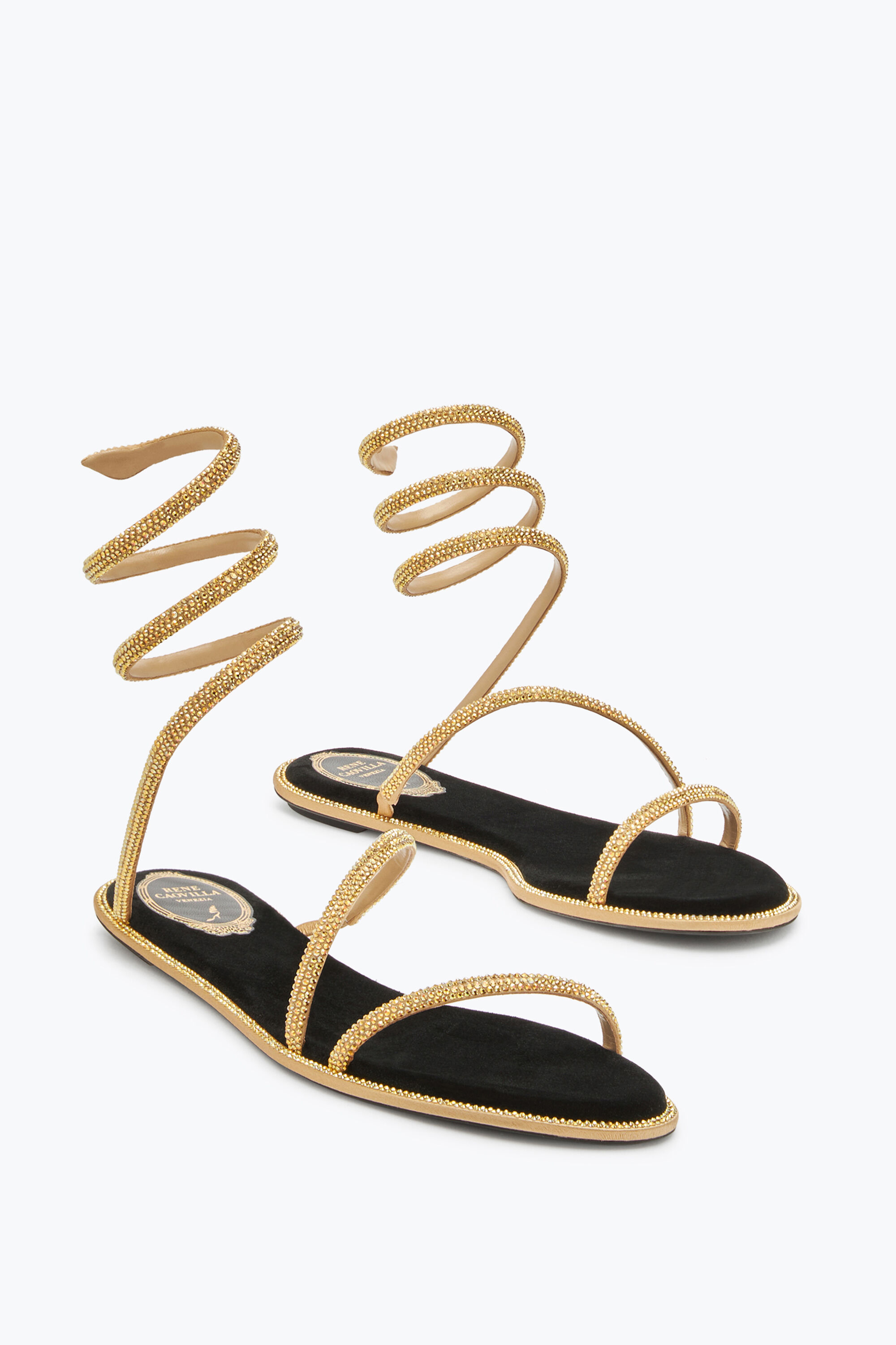Cleo Black And Gold Flat Sandal 10
