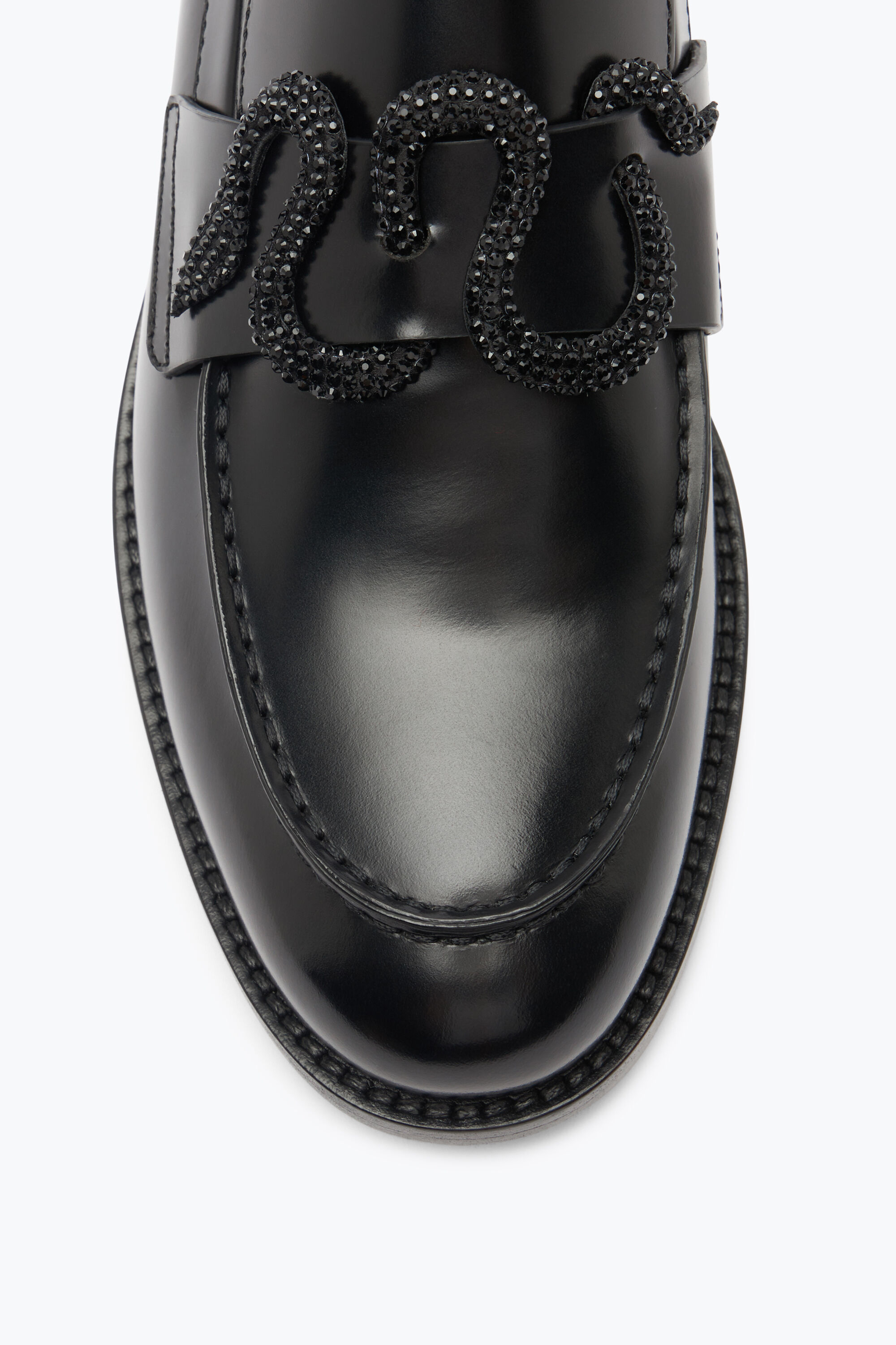VIP【関税送料無料】希少 RENE CAOVILLA BLACK LEATHER FLATS Jeweled Morgana Black Loafer 20 | Rene Caovilla®