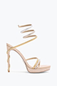 Sandalo Con Plateau Margot Con Cristalli Oro E Argento 120