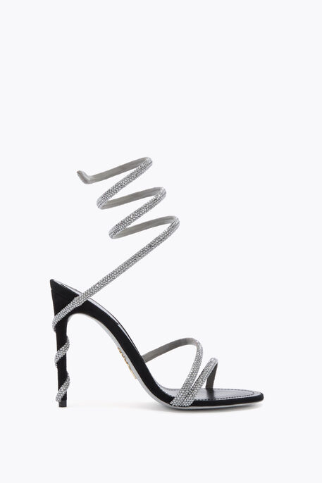 MARGOT BLACK SUEDE AND SILVER SANDAL 105