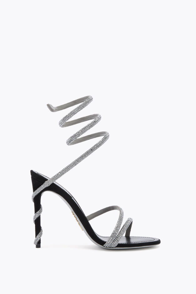 MARGOT BLACK SUEDE AND SILVER SANDAL 105