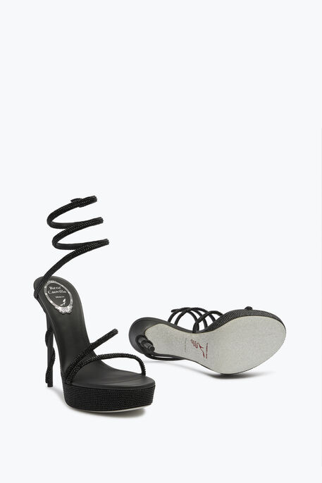 Sandalette Mit Plateausohle Margot Schwarz Mit Kristallen 130