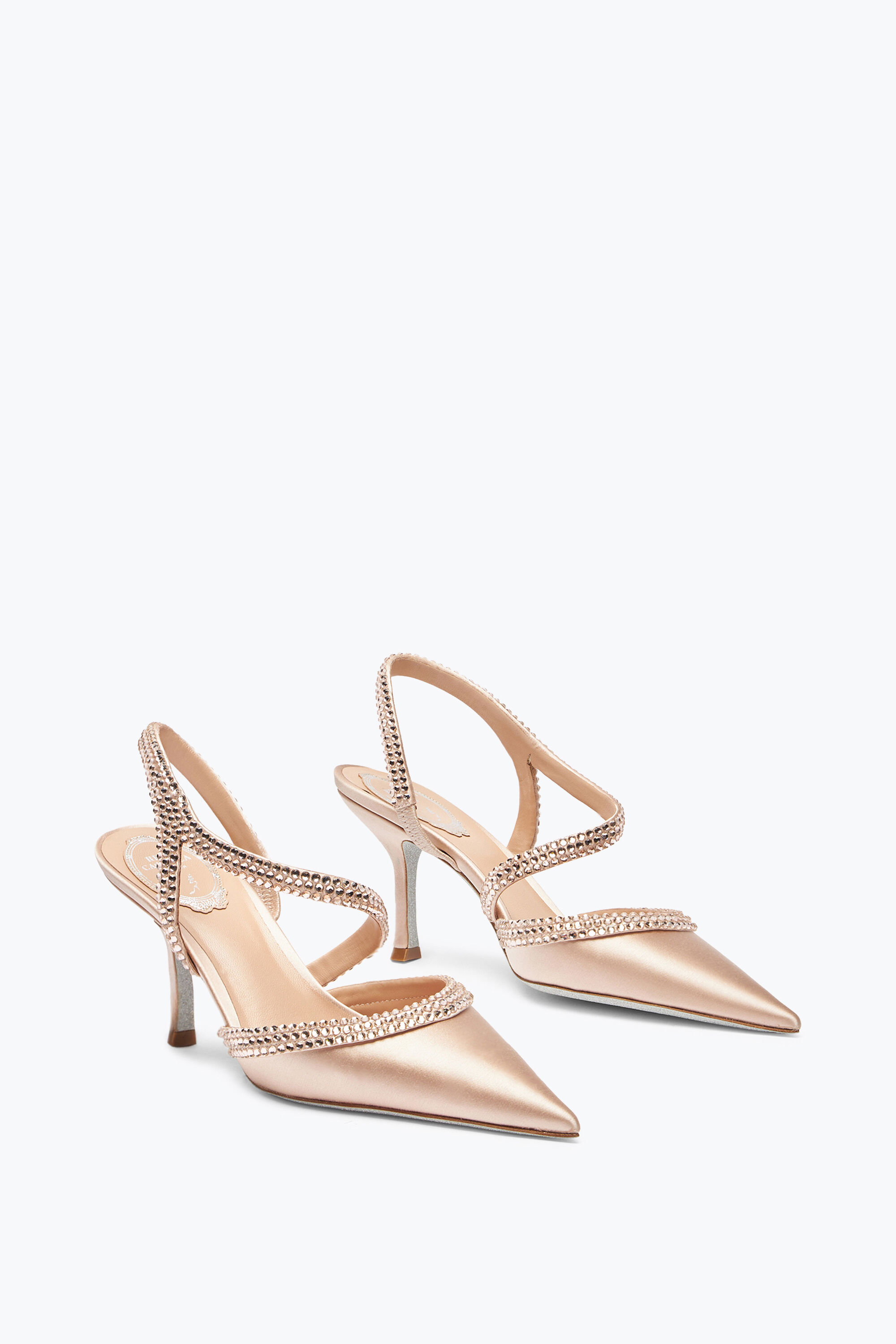 Jeweled Lisa Nude Slingback With Crystals 80 | Rene Caovilla®