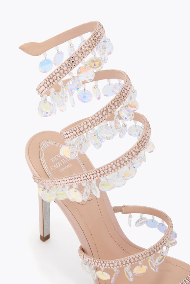 CHANDELIER POWDER PINK SANDAL WITH OVERSIZED CRYSTAL DROPS 105