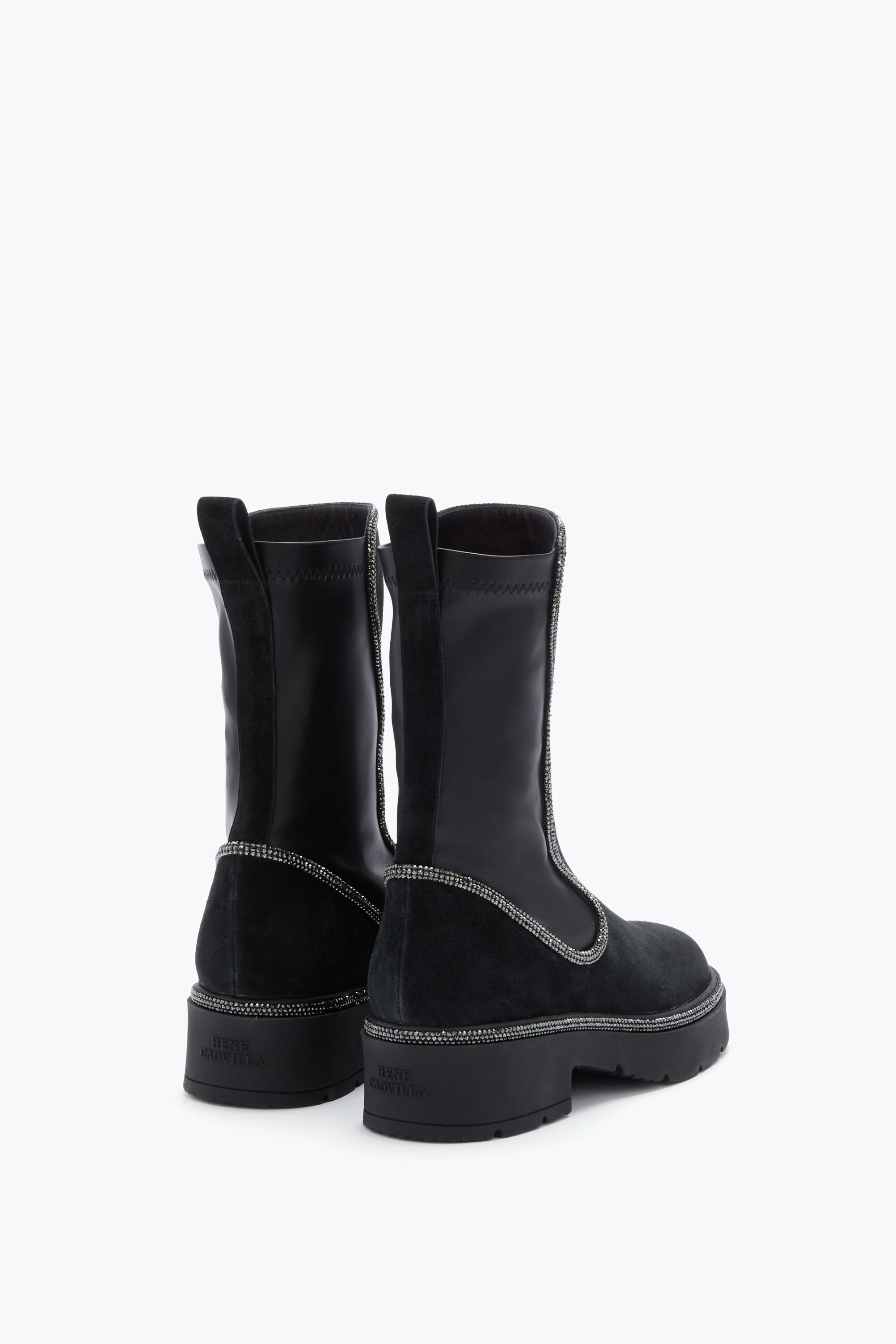 洋楽 RenE' Jeweled ONDA BLACK BIKER BOOT 50 | Rene Caovilla®