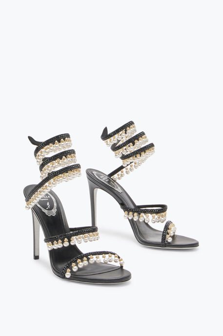 CHANDELIER BLACK SANDAL WITH PEARLS 105 CHANDELIER BLACK SANDAL WITH PEARLS 105