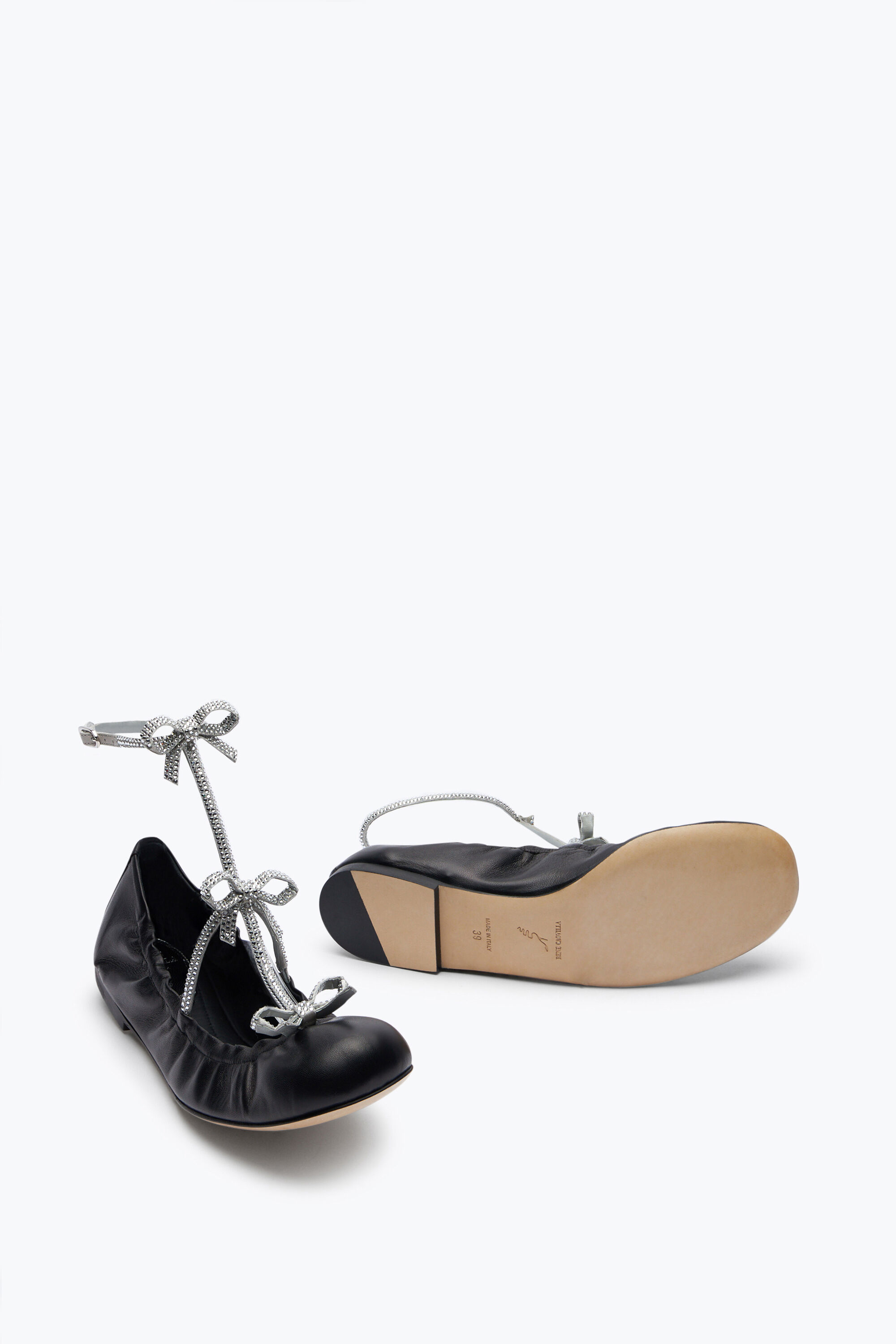 Jeweled Caterina Black And Silver Ballerina 10 Rene Caovilla