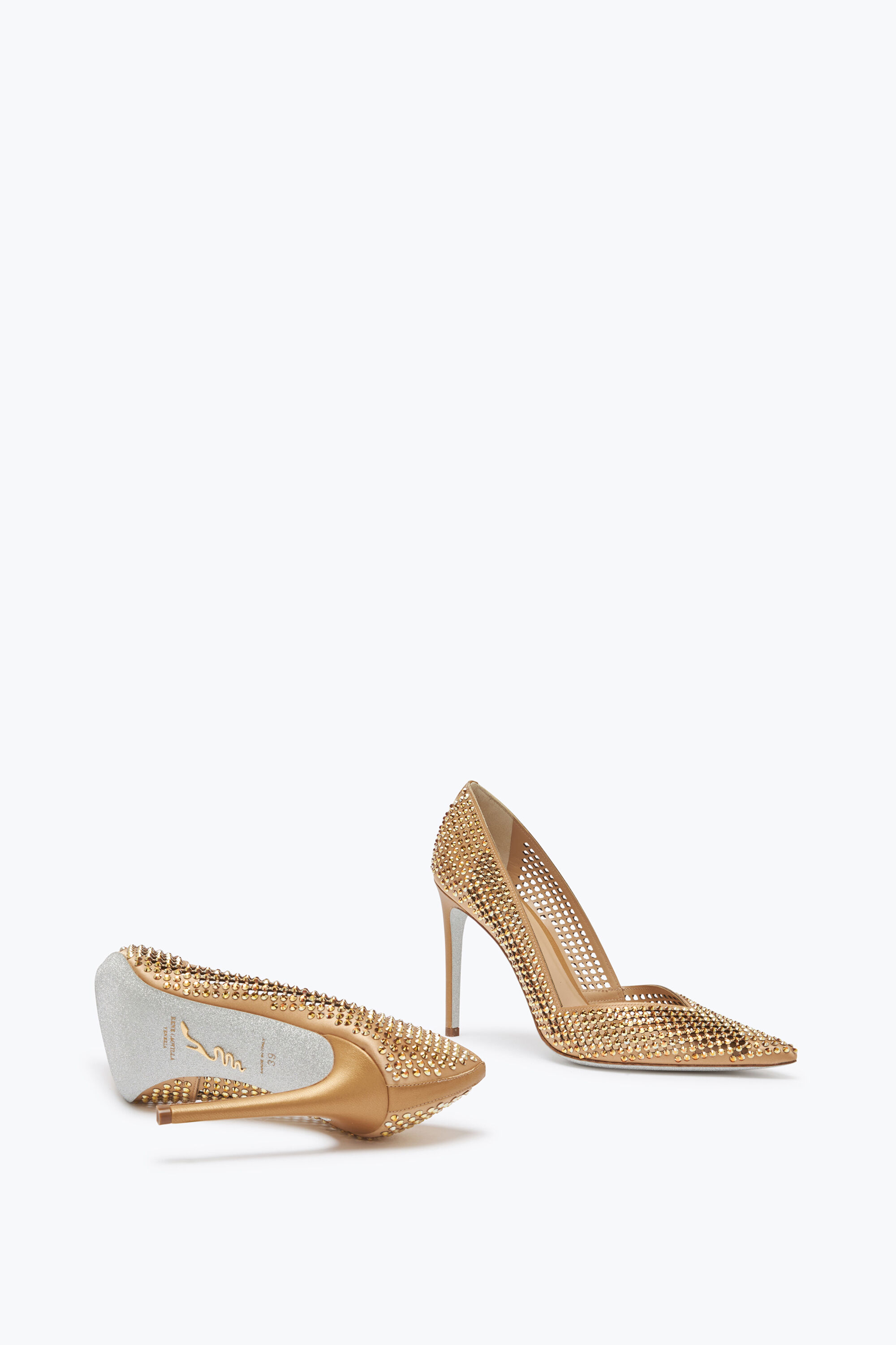 Crystal on sale gold shoes